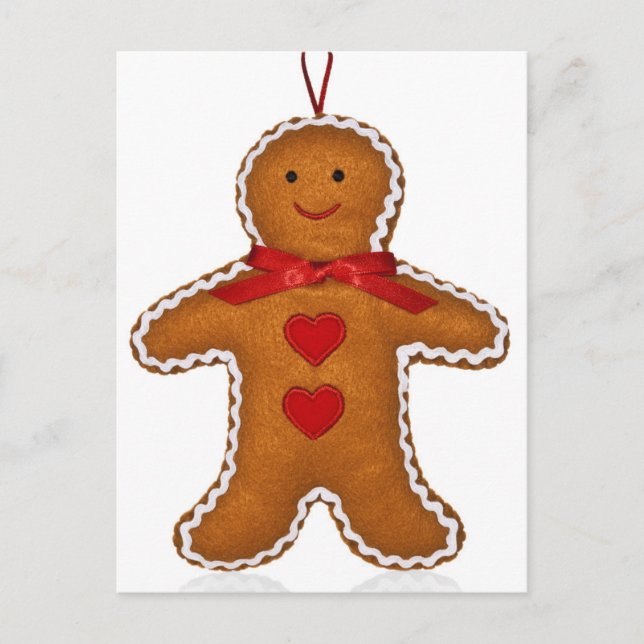Gingerbread man Christmas tree decoration Holiday Postcard (Front)