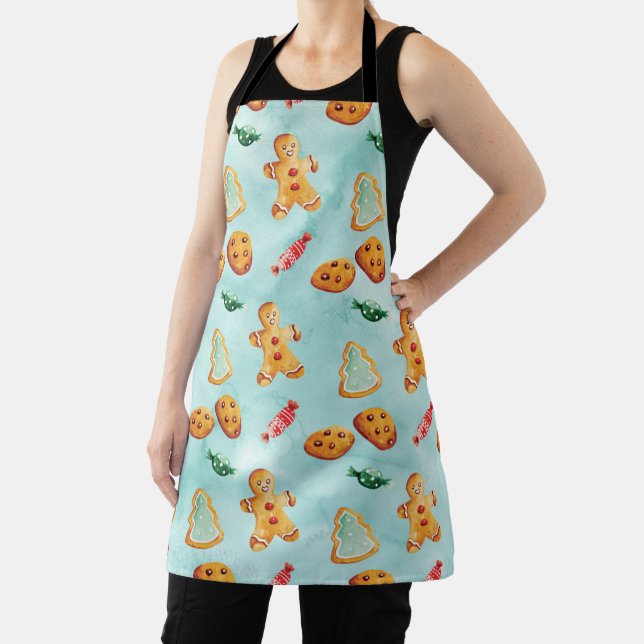 Gingerbread Man Christmas Tree Pattern Apron (Insitu)