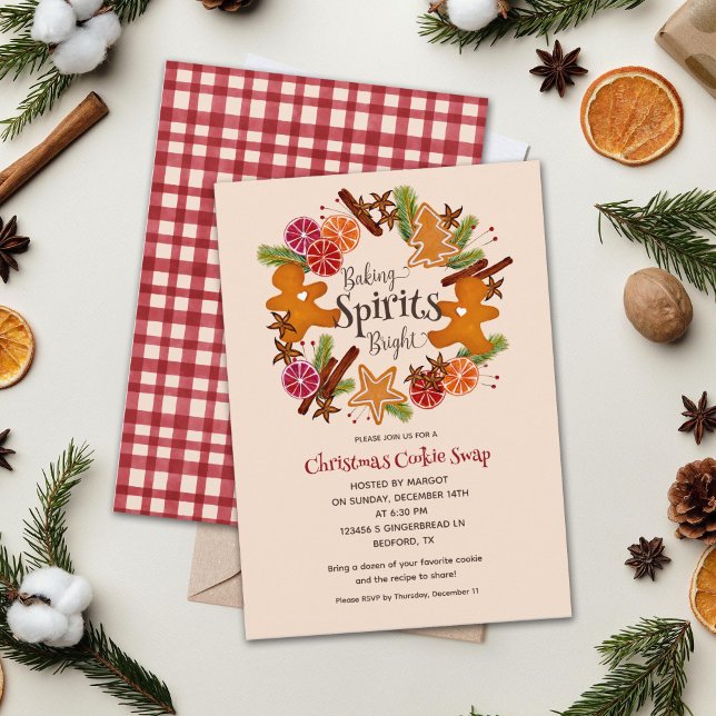 Gingerbread Man Citrus Cookie Swap Party Christmas Invitation (Creator Uploaded)