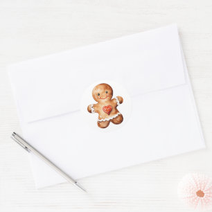 Gingerbread Man Classic Round Sticker