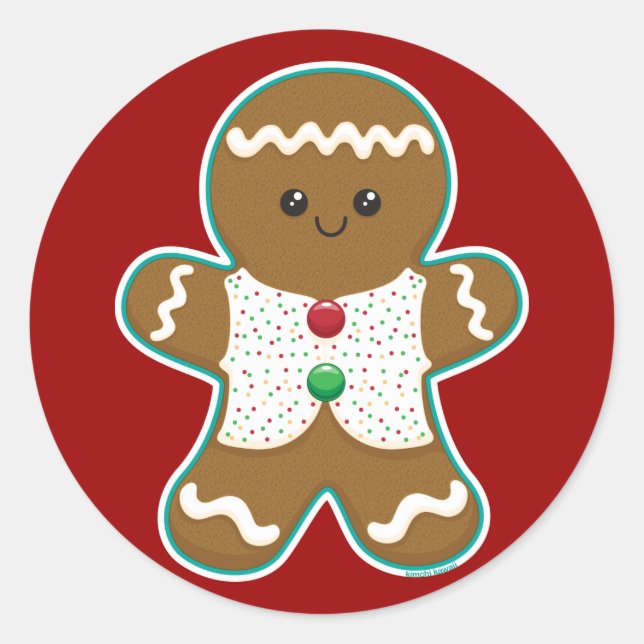 Gingerbread Man Classic Round Sticker (Front)