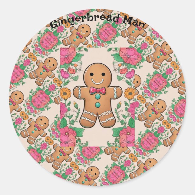 Gingerbread Man Classic Round Sticker (Front)