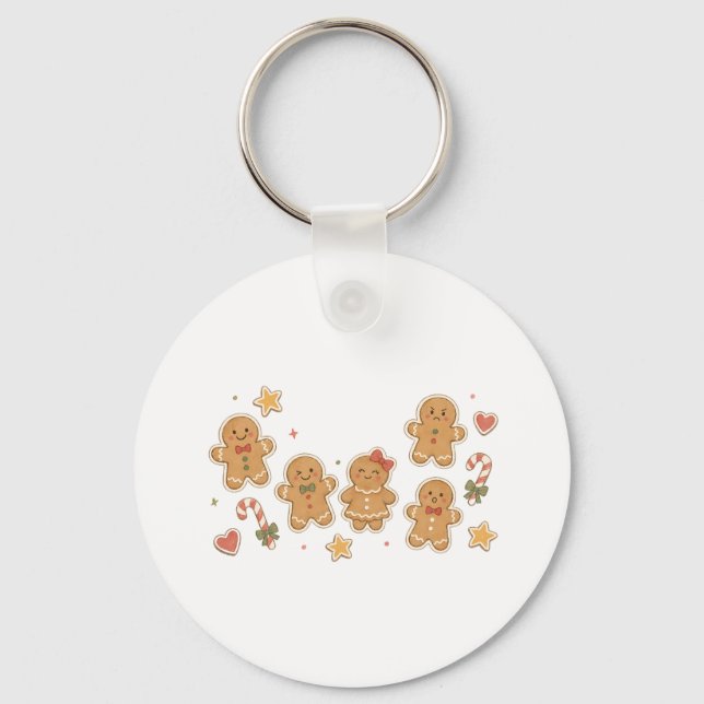 Gingerbread Man Collection with Candy Canes  Key Ring (Front)
