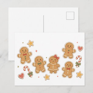 Gingerbread Man Collection with Candy Canes Postcard