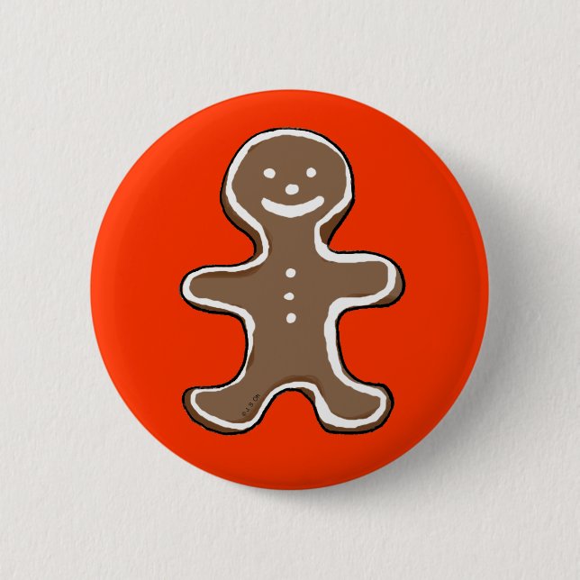 Gingerbread man cookie 6 cm round badge (Front)