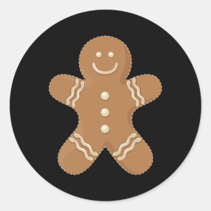 Gingerbread Man Cookie Biscuit Fun Food Christmas  Classic Round Sticker