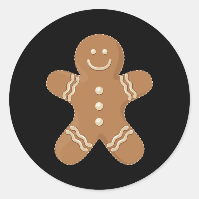 Gingerbread Man Cookie Biscuit Fun Food Christmas  Classic Round Sticker (Front)