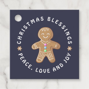 Gingerbread Man Cookie Blessings Peace Love Joy Favour Tags