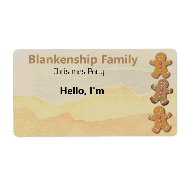 Gingerbread Man Cookie Border Paper Name Tag (Front)