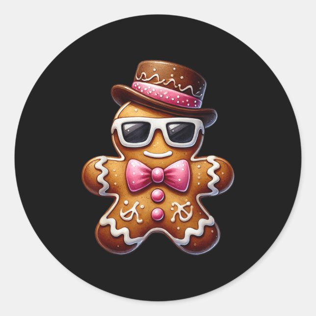 Gingerbread Man Cookie Christmas Nk Coquette Xmas  Classic Round Sticker (Front)