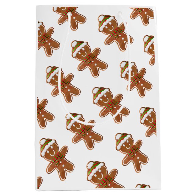 Gingerbread Man Cookie Christmas Sprinkles Kids Medium Gift Bag (Front)