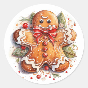 Gingerbread Man Cookie Classic Round Sticker