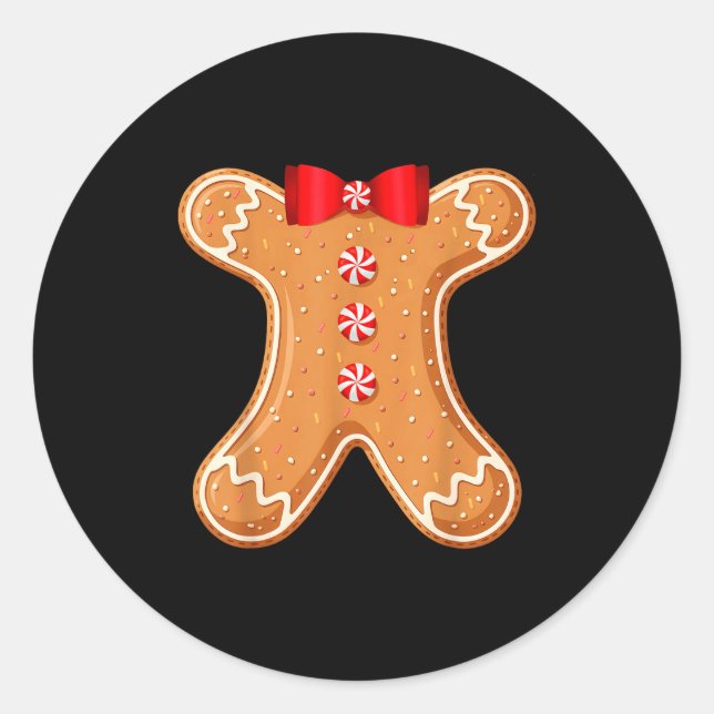Gingerbread Man Cookie Costume Adult Kids Men Wome Classic Round Sticker (Front)