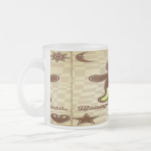 Gingerbread man cookie frosted glass coffee mug