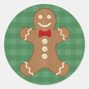 Gingerbread Man Cookie Holiday Classic Round Sticker