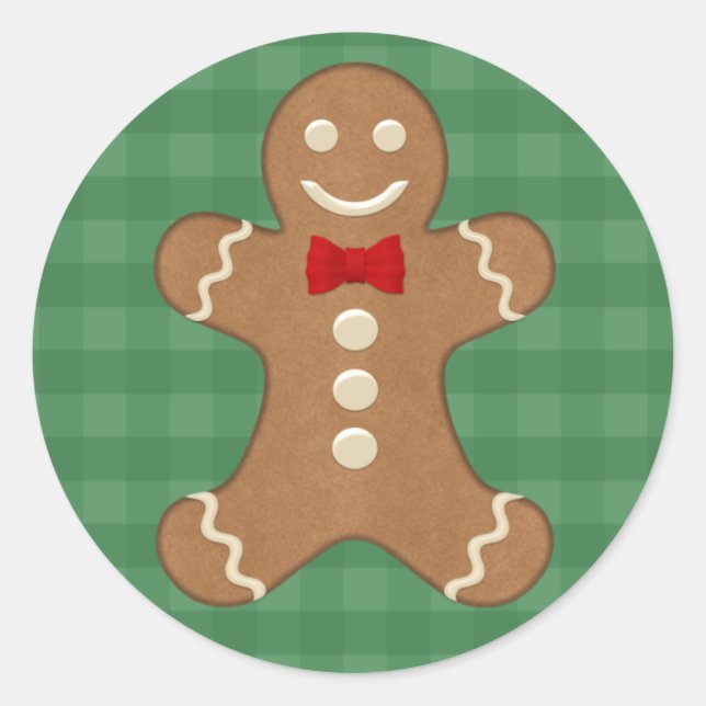 Gingerbread Man Cookie Holiday Classic Round Sticker (Front)