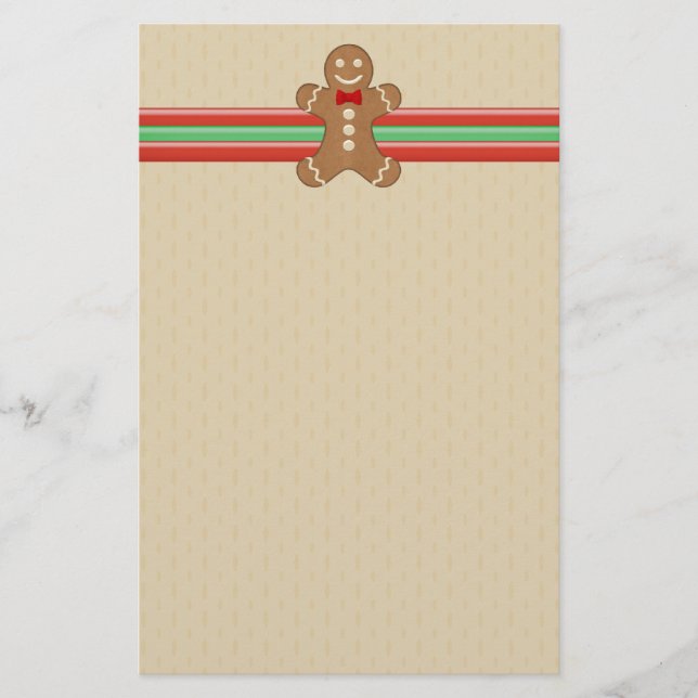 Gingerbread Man Cookie Holiday Stationery (Front)