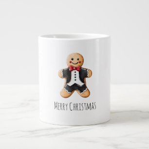 Gingerbread Man Cookie in Tuxedo Christmas Large Coffee Mug