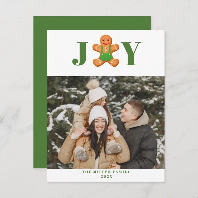 Gingerbread man Cookie Joy Holiday Photo Card (Front/Back)