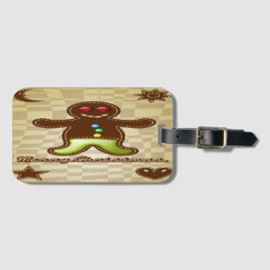 Gingerbread man cookie luggage tag