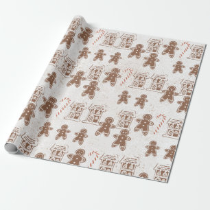 Gingerbread Man Cookie Men House Holiday Christmas Wrapping Paper