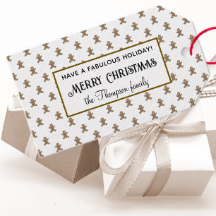 Gingerbread Man Cookie Pattern Merry Christmas 10  Gift Tags