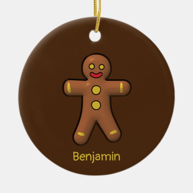 Gingerbread Man Cookie Personalised Ceramic Tree Decoration (Front)