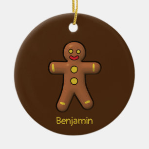 Gingerbread Man Cookie Personalized Ceramic Tree Decoration