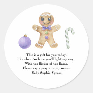 Gingerbread man cookie -  Prayer candle label