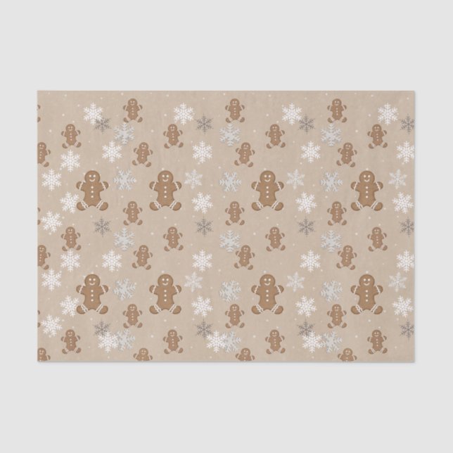Gingerbread Man Cookie Snowflake Holiday Baking  Tissue Paper (Front)