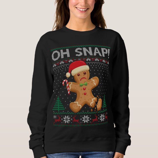 Gingerbread Man Cookie Ugly Sweater Oh Snap Christ (Front)