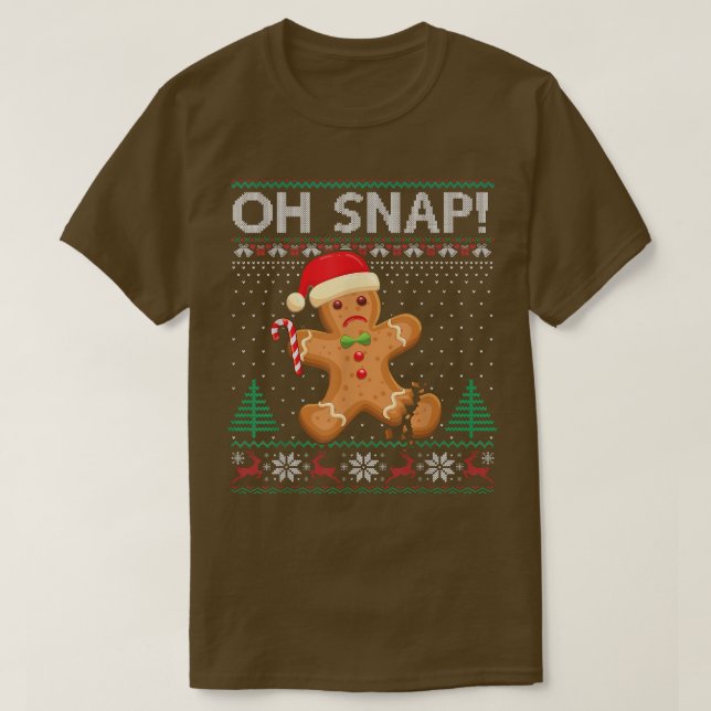 Gingerbread Man Cookie Ugly Sweater Oh Snap Christ (Design Front)