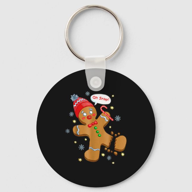 Gingerbread Man Cookie Ugly Sweater Oh Snap Christ Key Ring (Front)