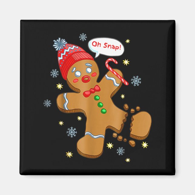 Gingerbread Man Cookie Ugly Sweater Oh Snap Christ Magnet (Front)
