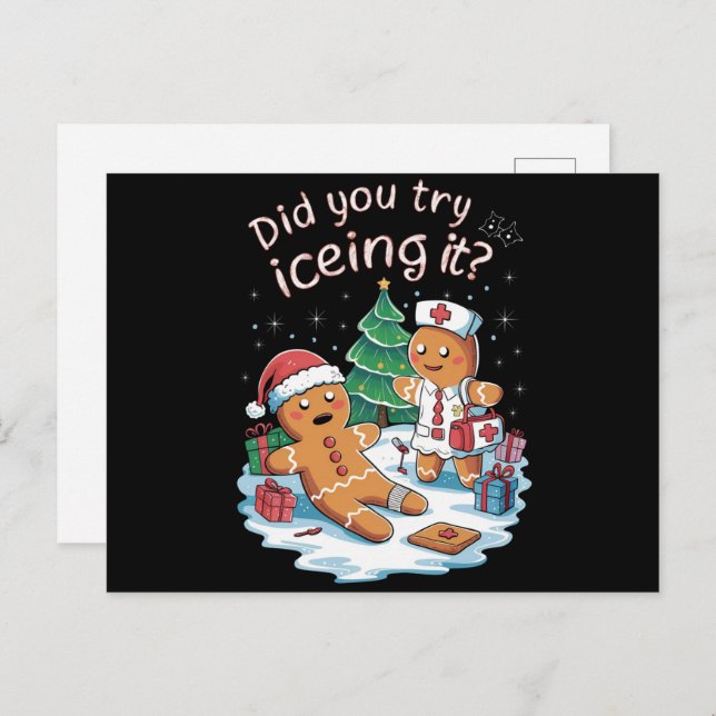 Gingerbread Man Cookie Ugly Sweater Oh Snap Xmas Holiday Postcard (Front/Back)