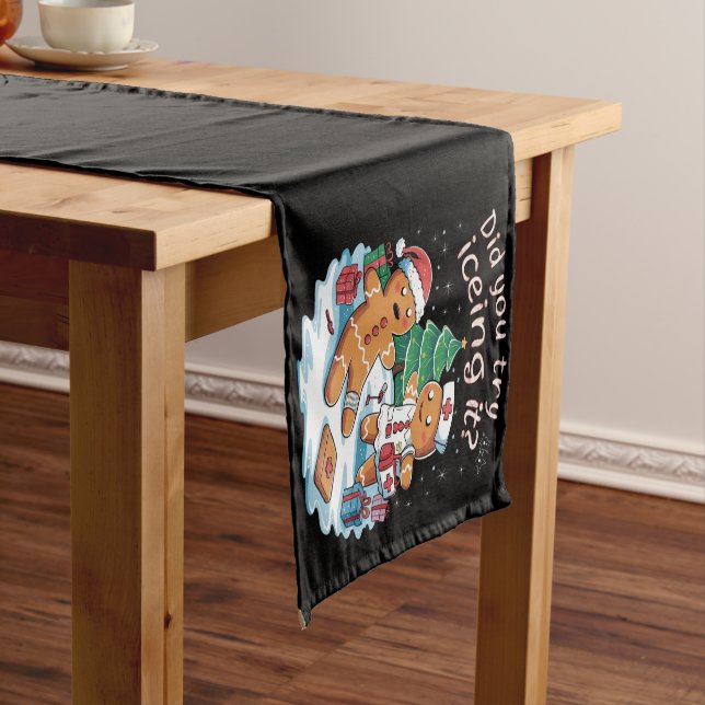 Gingerbread Man Cookie Ugly Sweater Oh Snap Xmas Short Table Runner (In Situ)