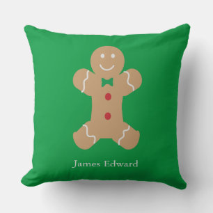 Gingerbread Man Cookie with Custom Name Cushion