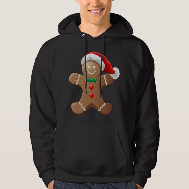Gingerbread Man Cookie With Santa Claus Hat Christ Hoodie (Front)