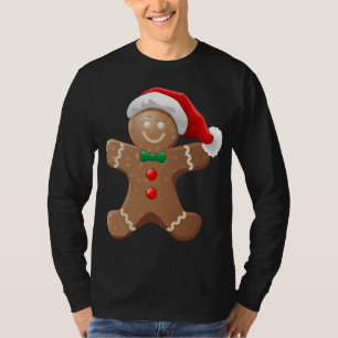 Gingerbread Man Cookie With Santa Claus Hat Christ T-Shirt