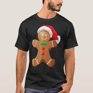 Gingerbread Man Cookie With Santa Claus Hat Christ T-Shirt