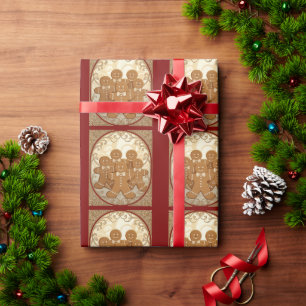 Gingerbread Man Cookies Christmas Art Nouveau Wrapping Paper