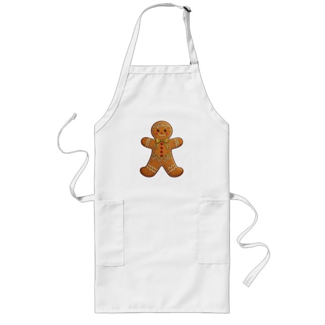 Gingerbread Man Cookies Cute Christmas Long Apron (Front)