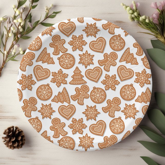 Gingerbread Man Cookies Cute Christmas Paper Plate (Creator Uploaded)