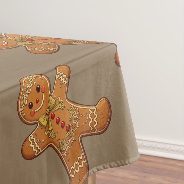 Gingerbread Man Cookies Cute Christmas Tablecloth (In Situ)
