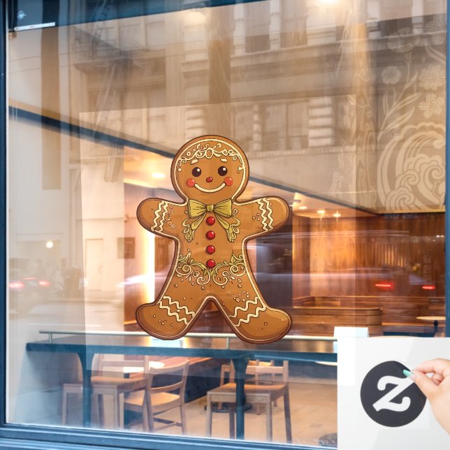 Gingerbread Man Cookies Cute Christmas Window Cling (Cafe Window)