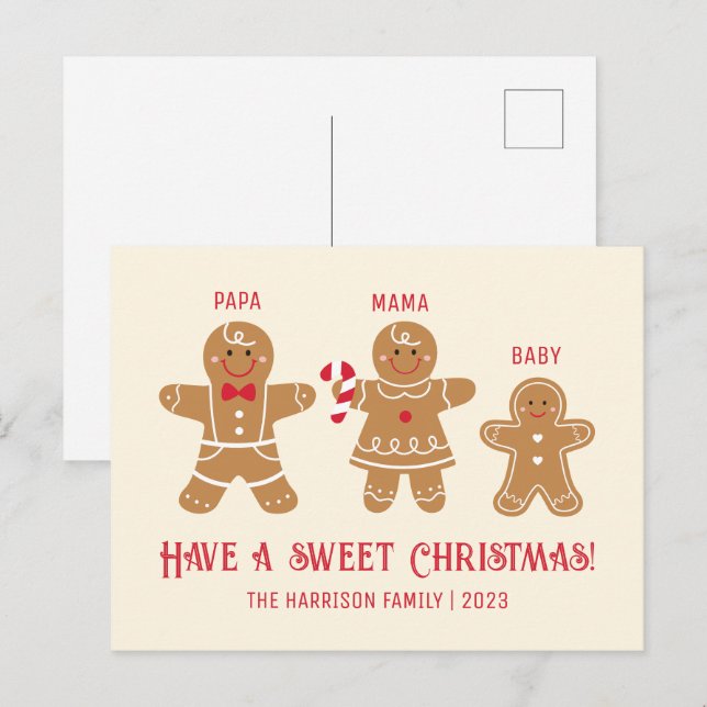 Gingerbread Man Cookies Family Name Christmas  Postcard (Front/Back)