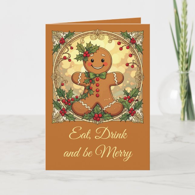Gingerbread Man Cookies Festive Christmas Holiday Card (Front)
