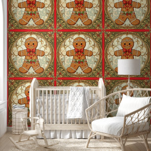 Gingerbread Man Cookies Festive Christmas Wallpaper