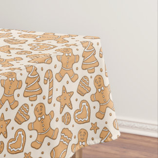 Gingerbread Man Cookies Neutral Christmas Beige Tablecloth