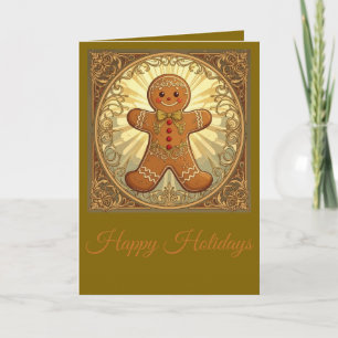 Gingerbread Man Cookies Vintage-Style Holiday Card